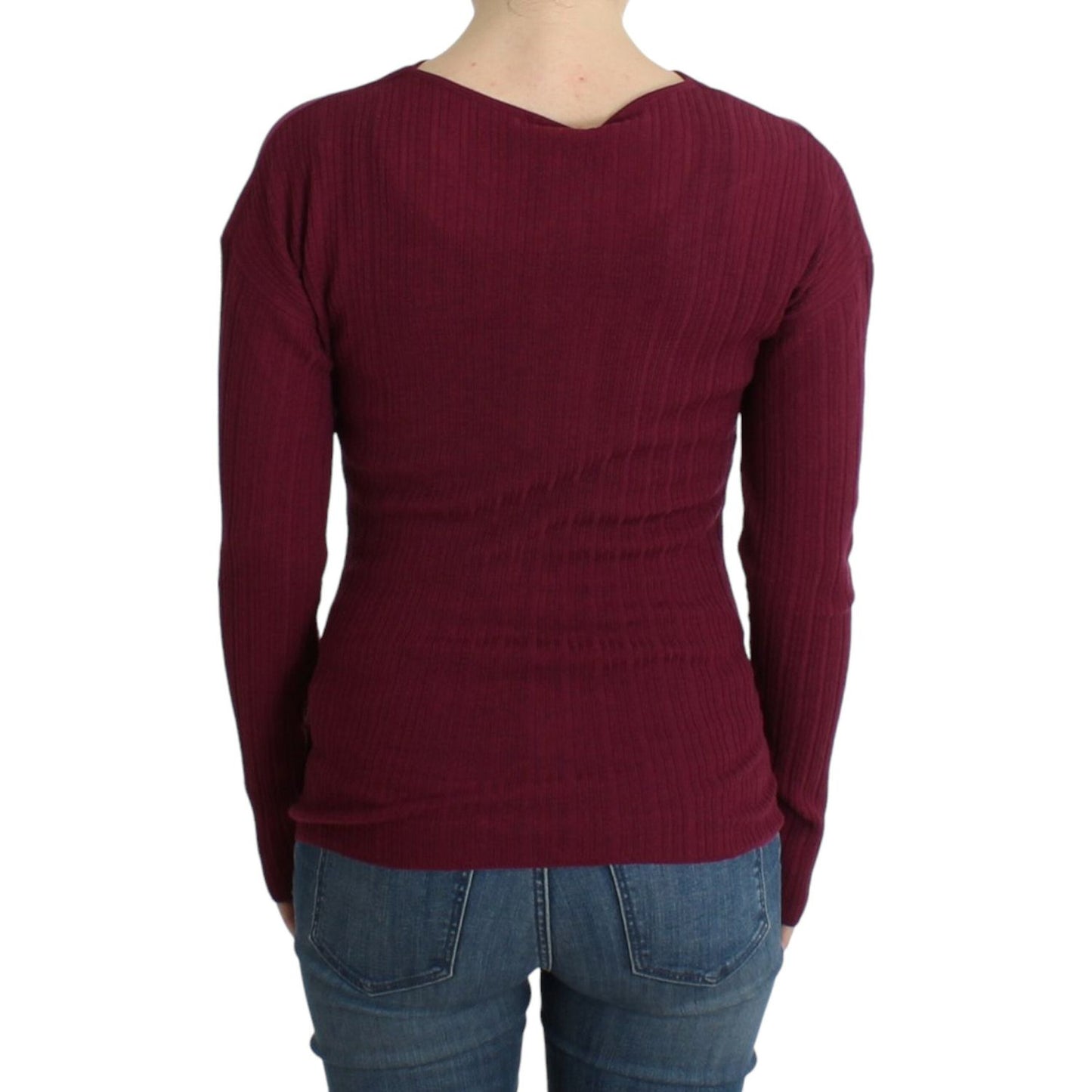 Cavalli Elegant Purple Keyhole Wool Sweater Cavalli