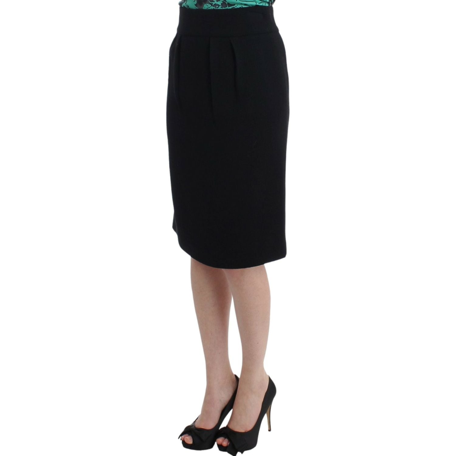 Cavalli Black wool pencil skirt