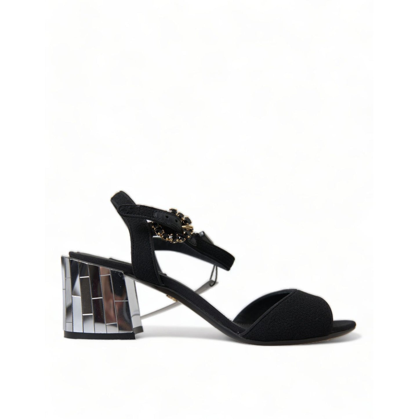 Dolce & Gabbana Black Crystals Ankle Strap Sandals Shoes