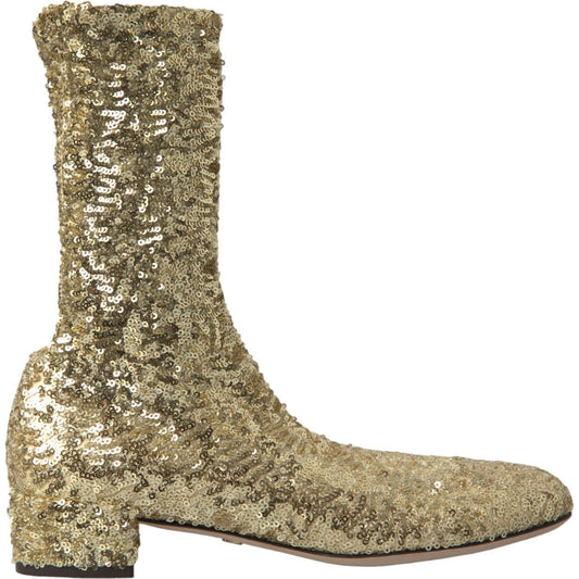 Elegant Mid Calf Gold Boots Exclusive Design