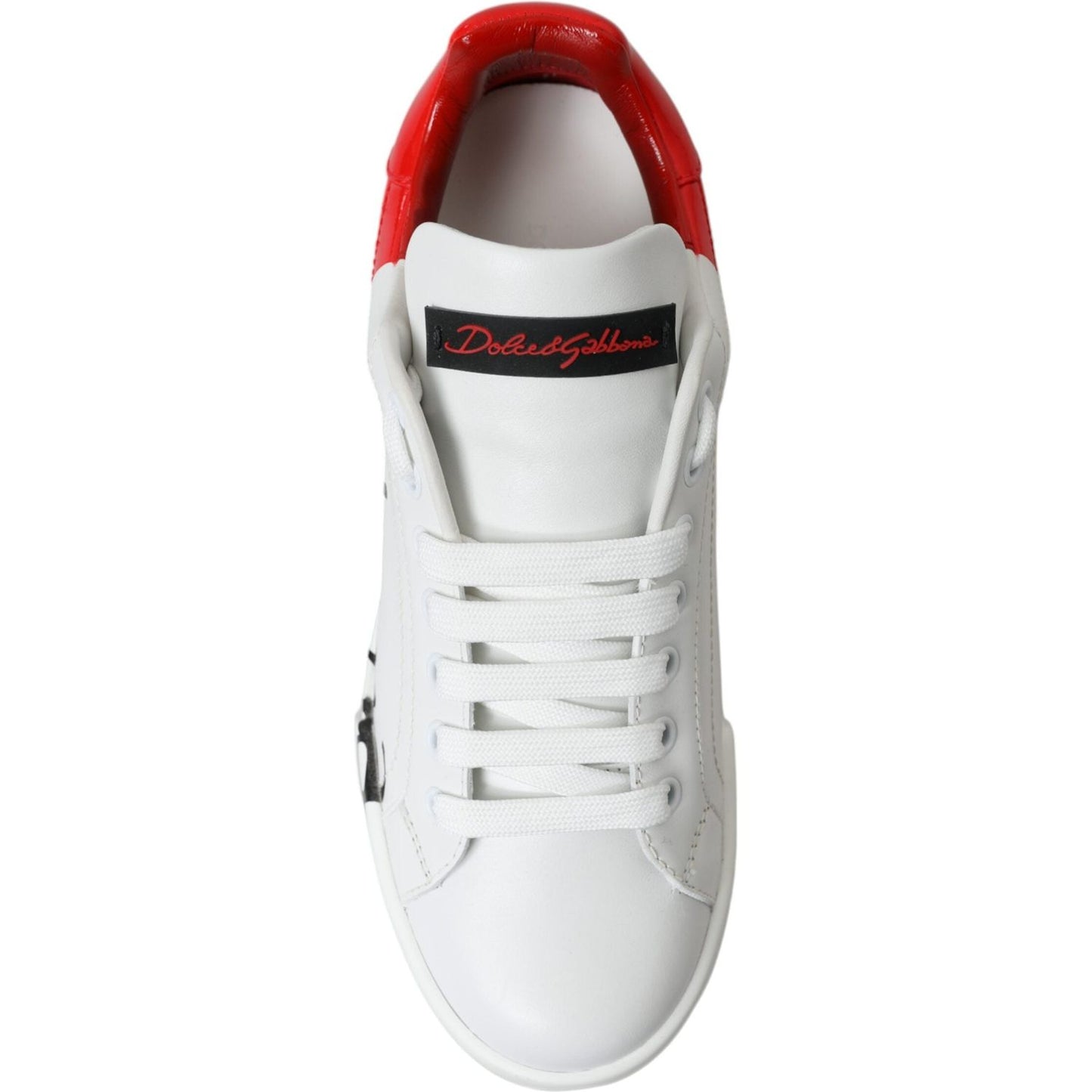 Dolce & Gabbana Elegant White Leather Portofino Sneakers Dolce & Gabbana