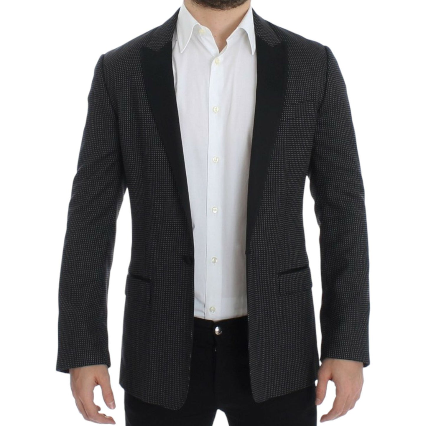 Dolce & Gabbana Elegant Black Polka Dotted Slim Fit Blazer Dolce & Gabbana