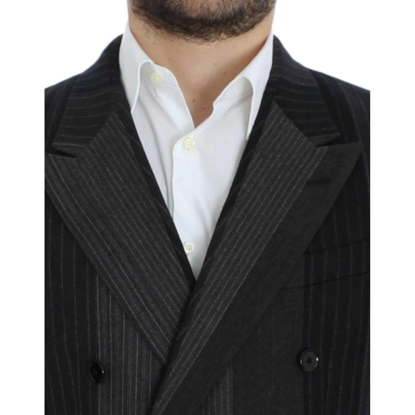 Dolce & Gabbana Elegant Gray Striped Wool Slim Blazer Dolce & Gabbana