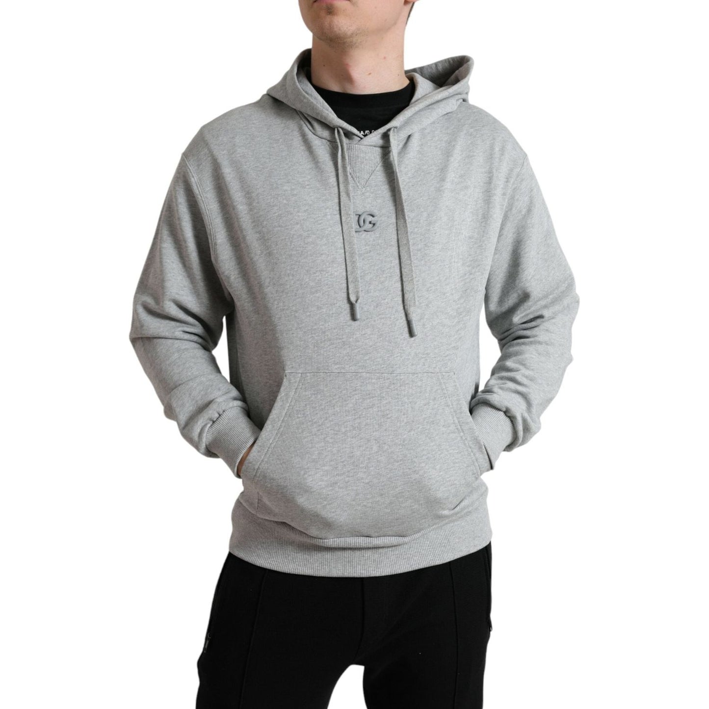 Dolce & Gabbana Chic Gray Logo Hooded Cotton Sweater Dolce & Gabbana