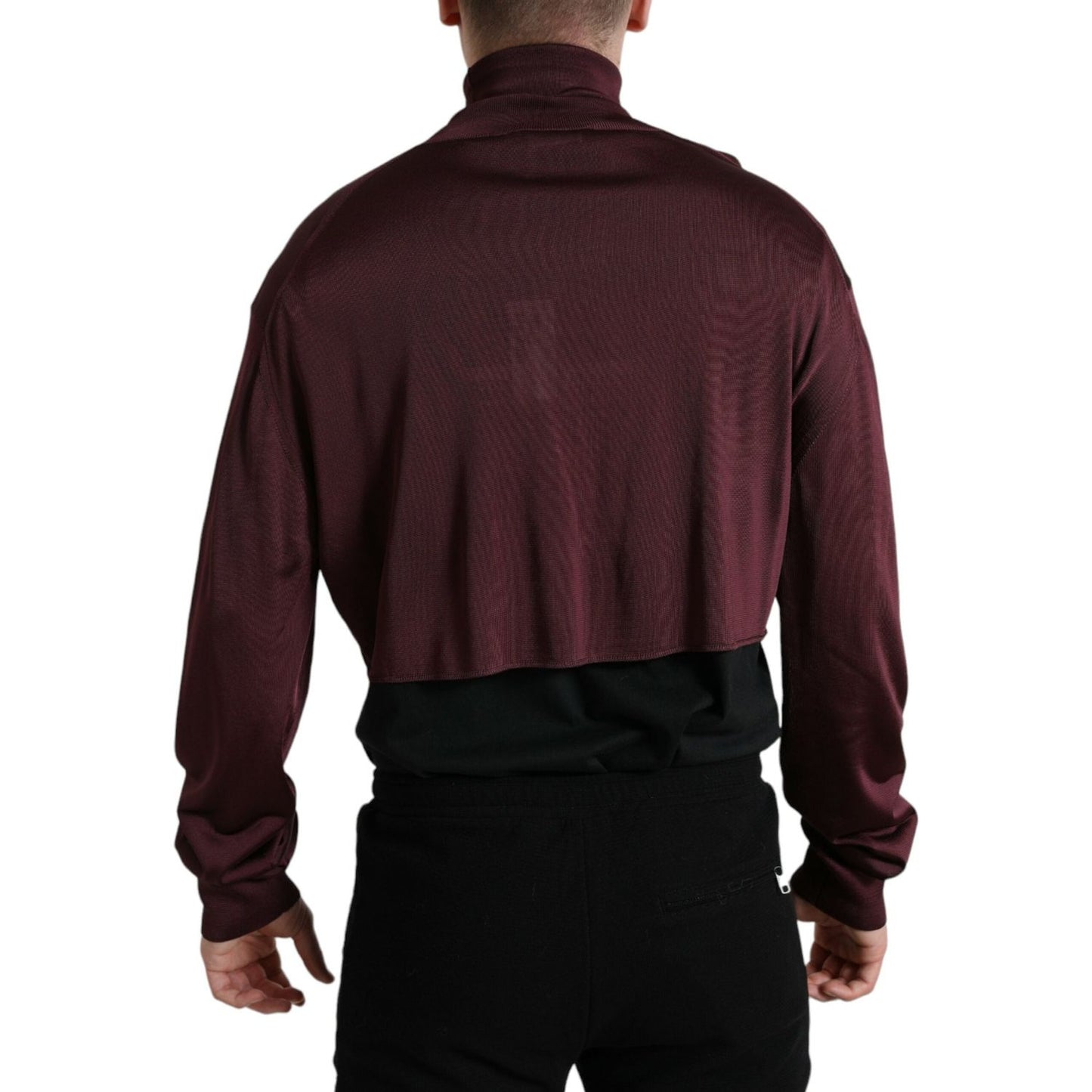 Dolce & Gabbana Maroon Turtleneck Viscose Sweater Dolce & Gabbana