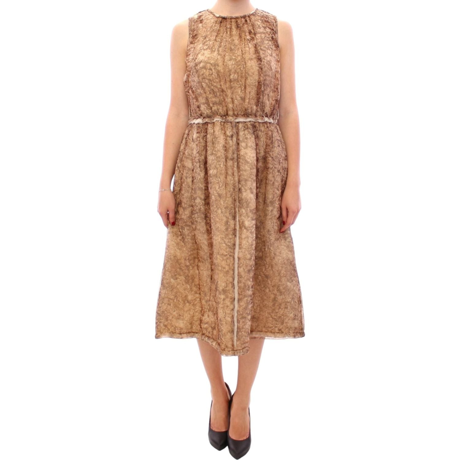 Dolce & Gabbana Brown sleeveless silk dress
