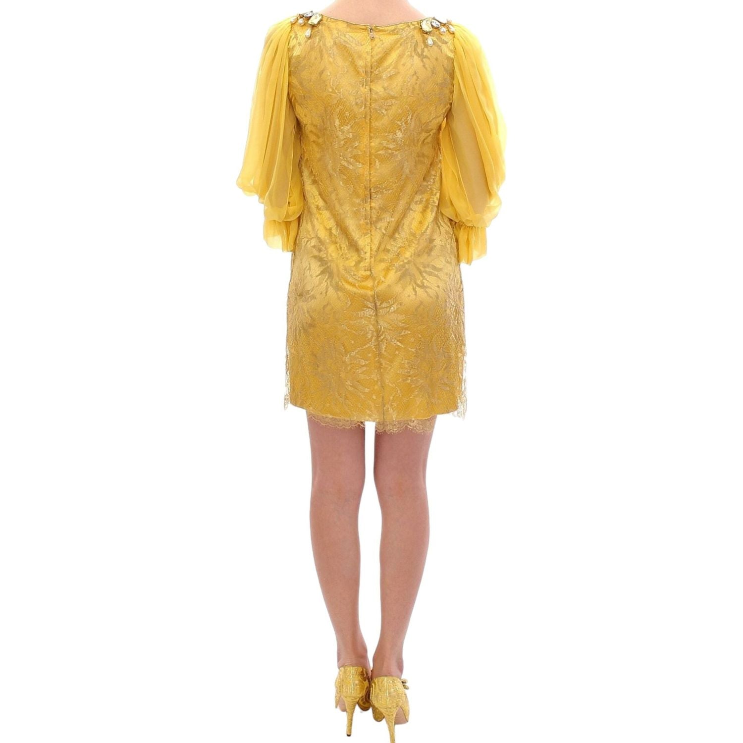 Dolce & Gabbana Yellow lace crystal mini dress