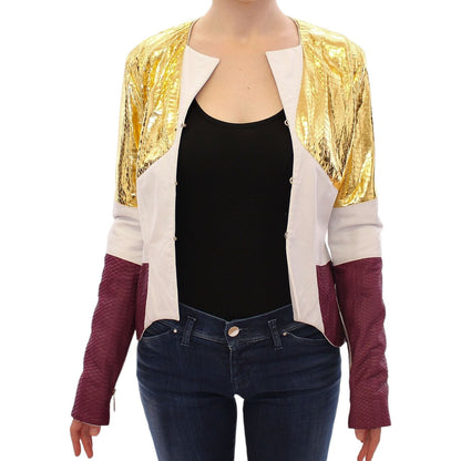 Vladimiro Gioia White Gold Purple Leather Jacket