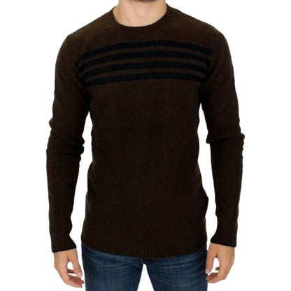 Costume National Brown striped crewneck sweater