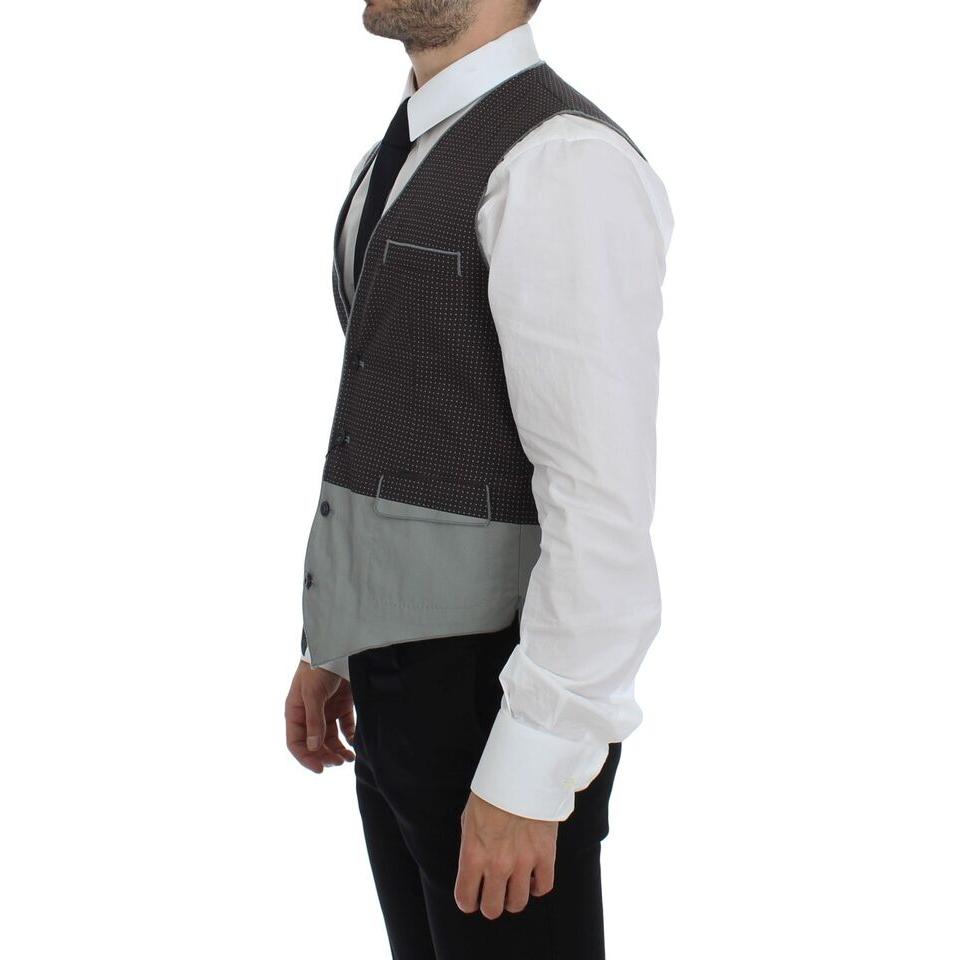 Dolce & Gabbana Gray Polka Dot Dress Vest Gilet Weste