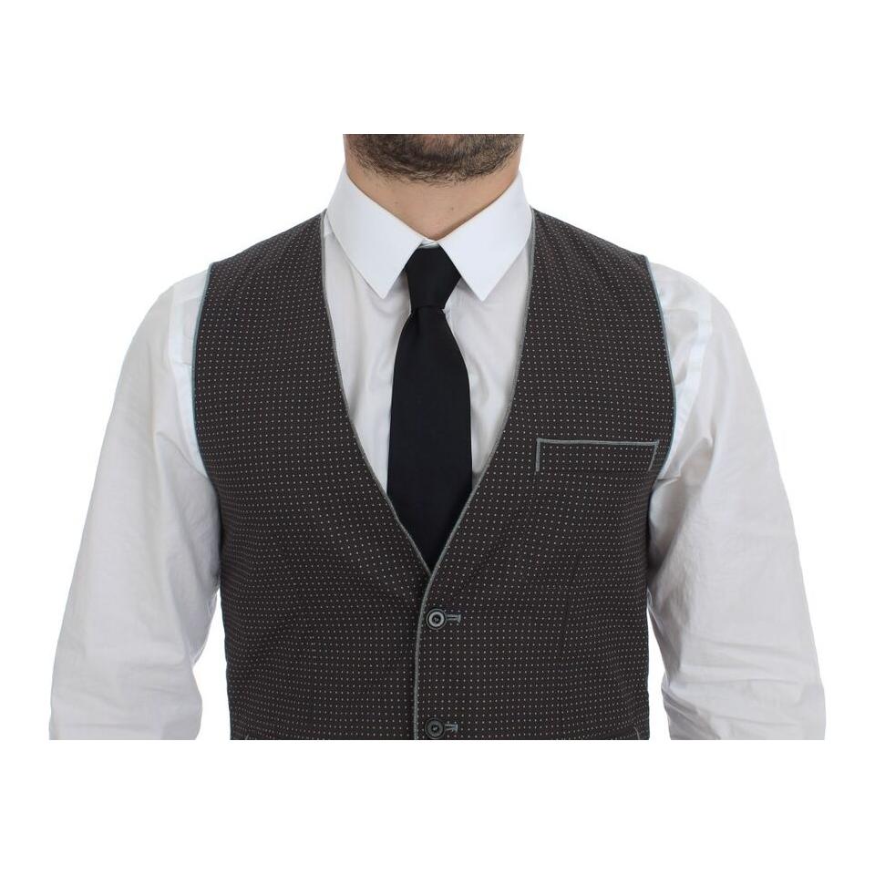 Dolce & Gabbana Gray Polka Dot Dress Vest Gilet Weste