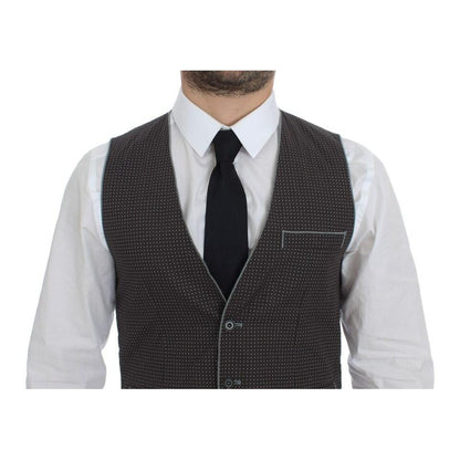 Dolce & Gabbana Gray Polka Dot Dress Vest Gilet Weste