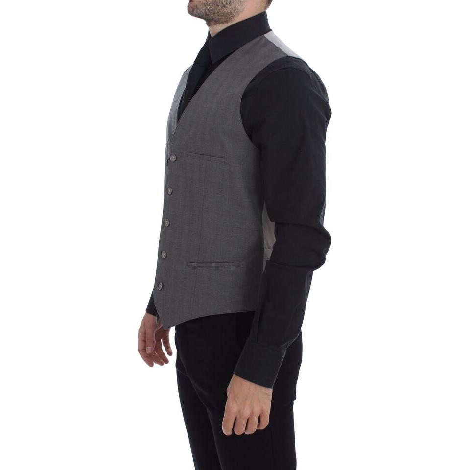 Dolce & Gabbana Elegant Gray Slim Fit Dress Vest Dolce & Gabbana