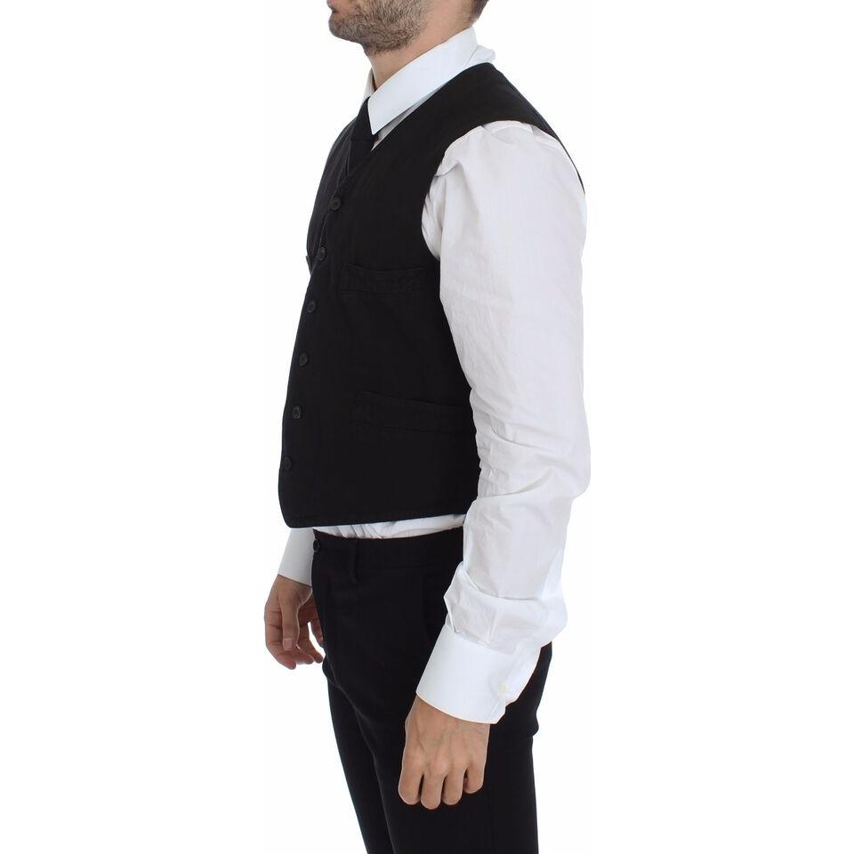 Dolce & Gabbana Elegant Black Cotton Blend Dress Vest Dolce & Gabbana