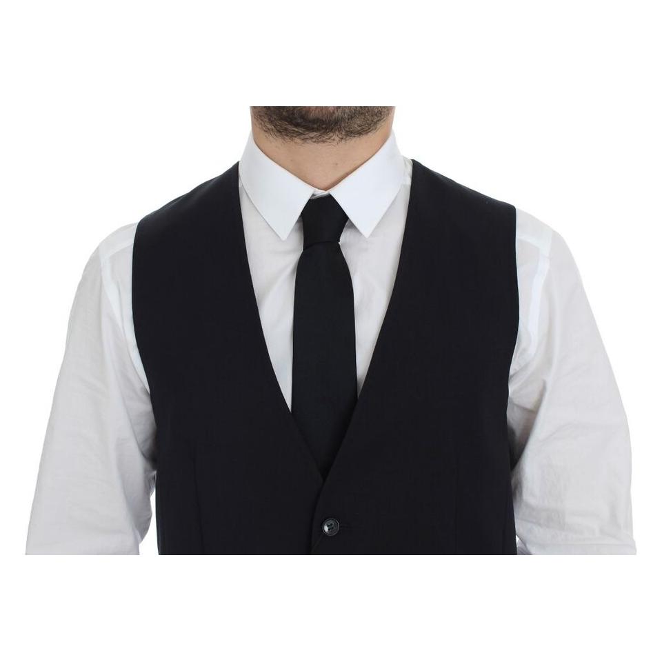 Dolce & Gabbana Blue Cotton Stretch Dress Vest Blazer