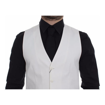 Dolce & Gabbana White Cotton Silk Blend Dress Vest Blazer