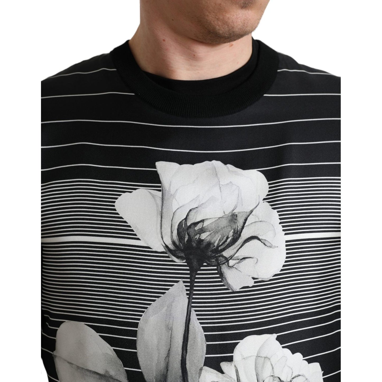 Dolce & Gabbana Elegant Floral Print Crew Neck Sweater Dolce & Gabbana