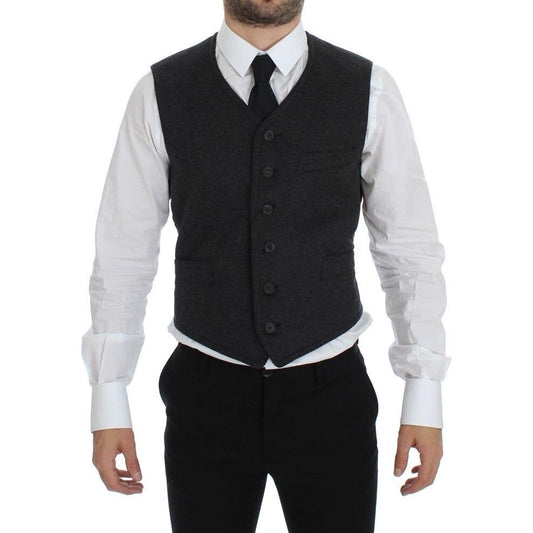 Dolce & Gabbana Elegant Gray Wool Blend Dress Vest Dolce & Gabbana