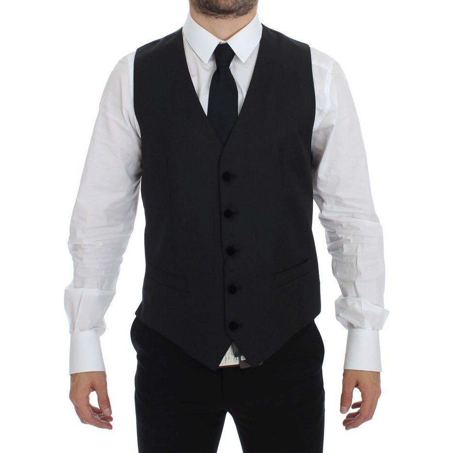 Dolce & Gabbana Gray Wool Formal Dress Vest Gilet Weste