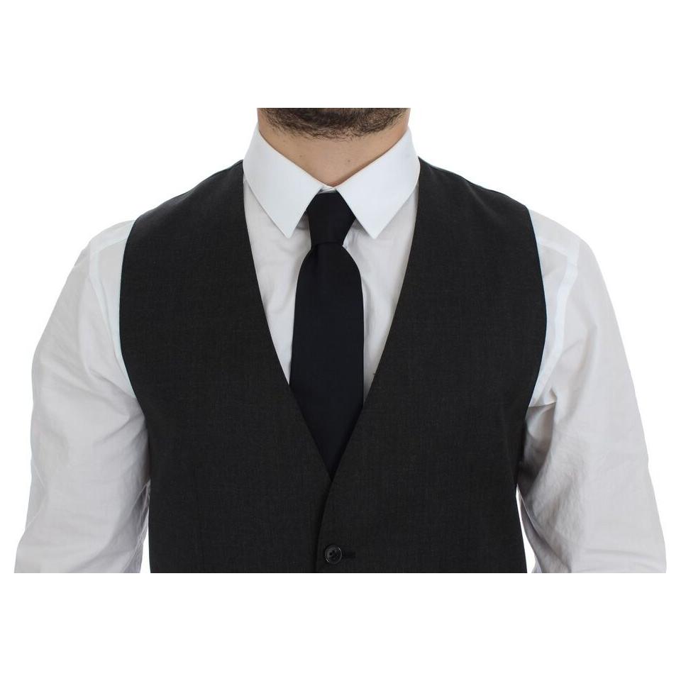 Dolce & Gabbana Gray Wool Formal Dress Vest Gilet Weste