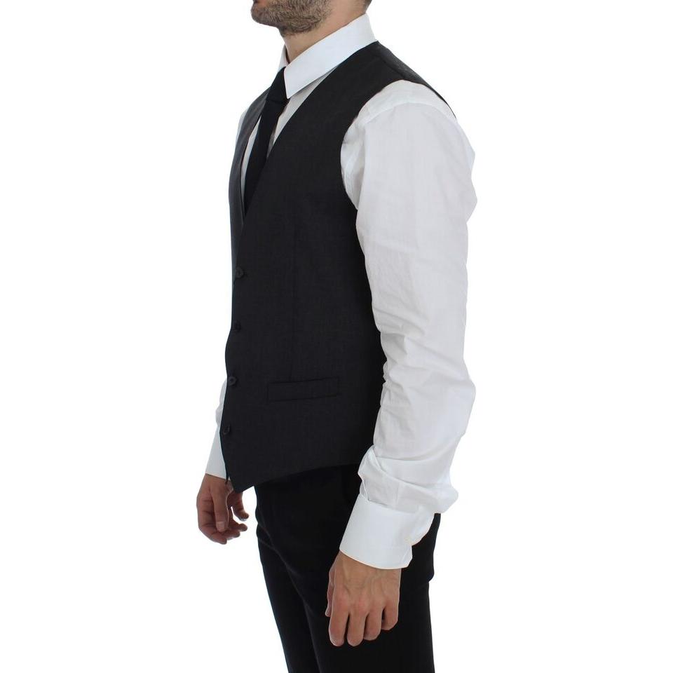 Dolce & Gabbana Gray Wool Formal Dress Vest Gilet Weste