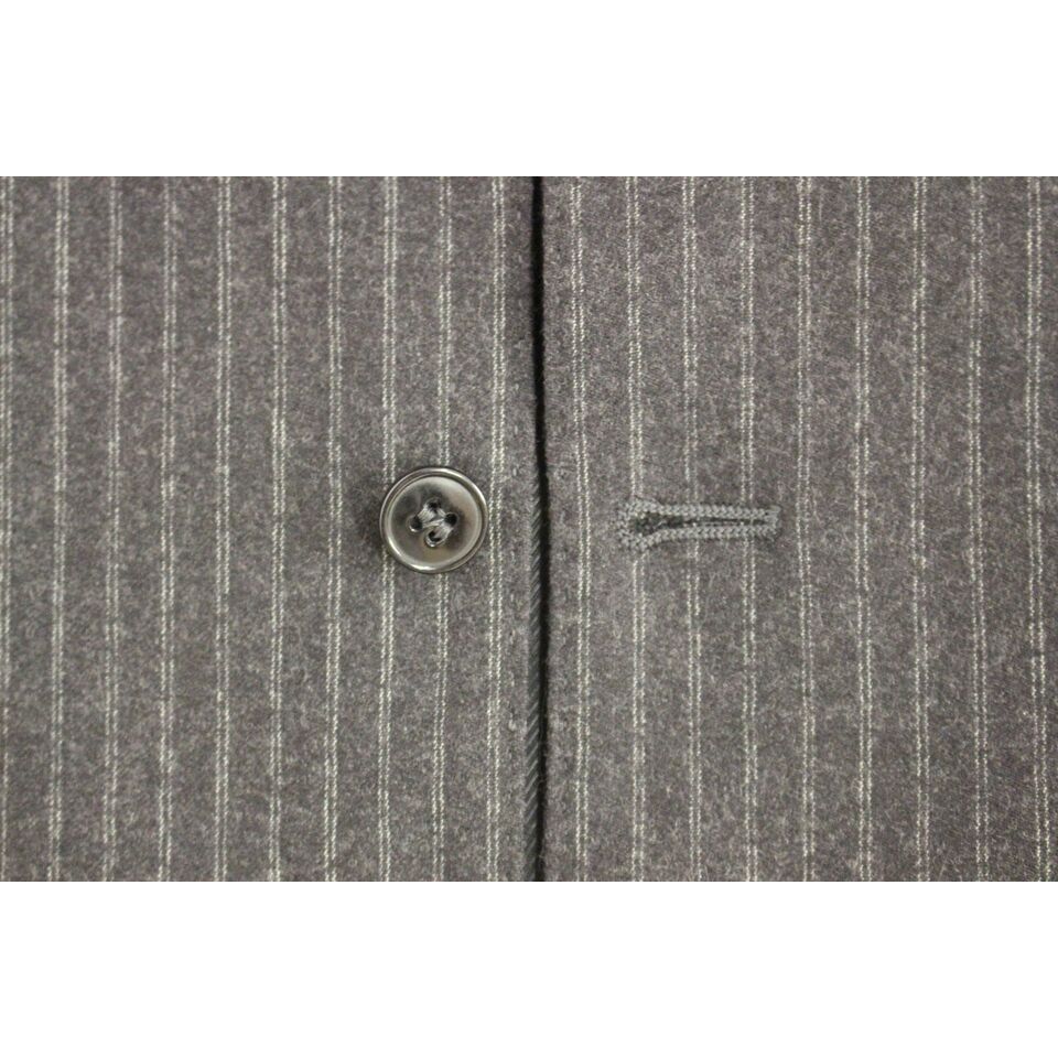 Dolce & Gabbana Gray Striped Wool Single Breasted Vest