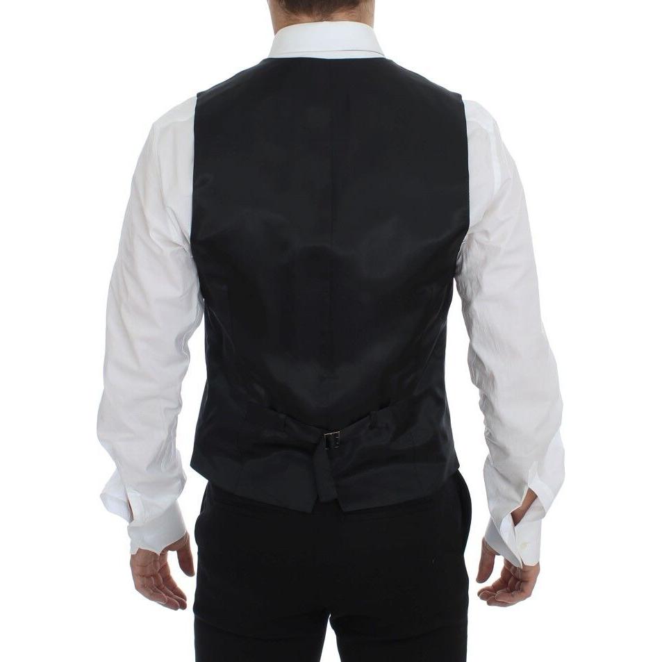 Dolce & Gabbana Gray Striped Wool Single Breasted Vest 1728,67345645728,Clothing,Dolce & Gabbana,Gray,IT48 | M,Material: 100% Wool,Men,Men - Clothing,New with tags,Suits & Blazers - Clothing,Vests - Men - Clothing,Waistcoats - Suits & Blazers - Clothing