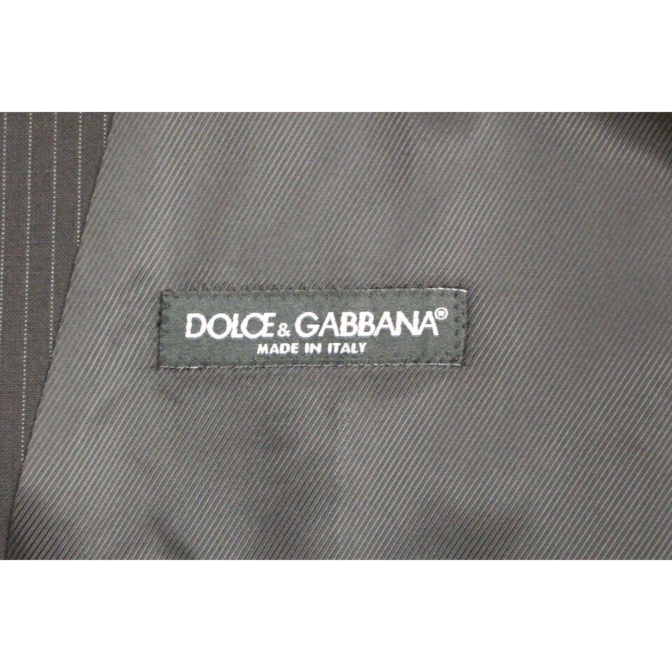 Dolce & Gabbana Black Striped Wool Single Breasted Vest