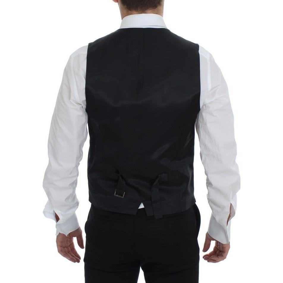 Dolce & Gabbana Gray Striped Wool Single Breasted Vest 1728,67345645728,Clothing,Dolce & Gabbana,Gray,IT48 | M,Material: 100% Wool,Men,Men - Clothing,New with tags,Suits & Blazers - Clothing,Vests - Men - Clothing,Waistcoats - Suits & Blazers - Clothing