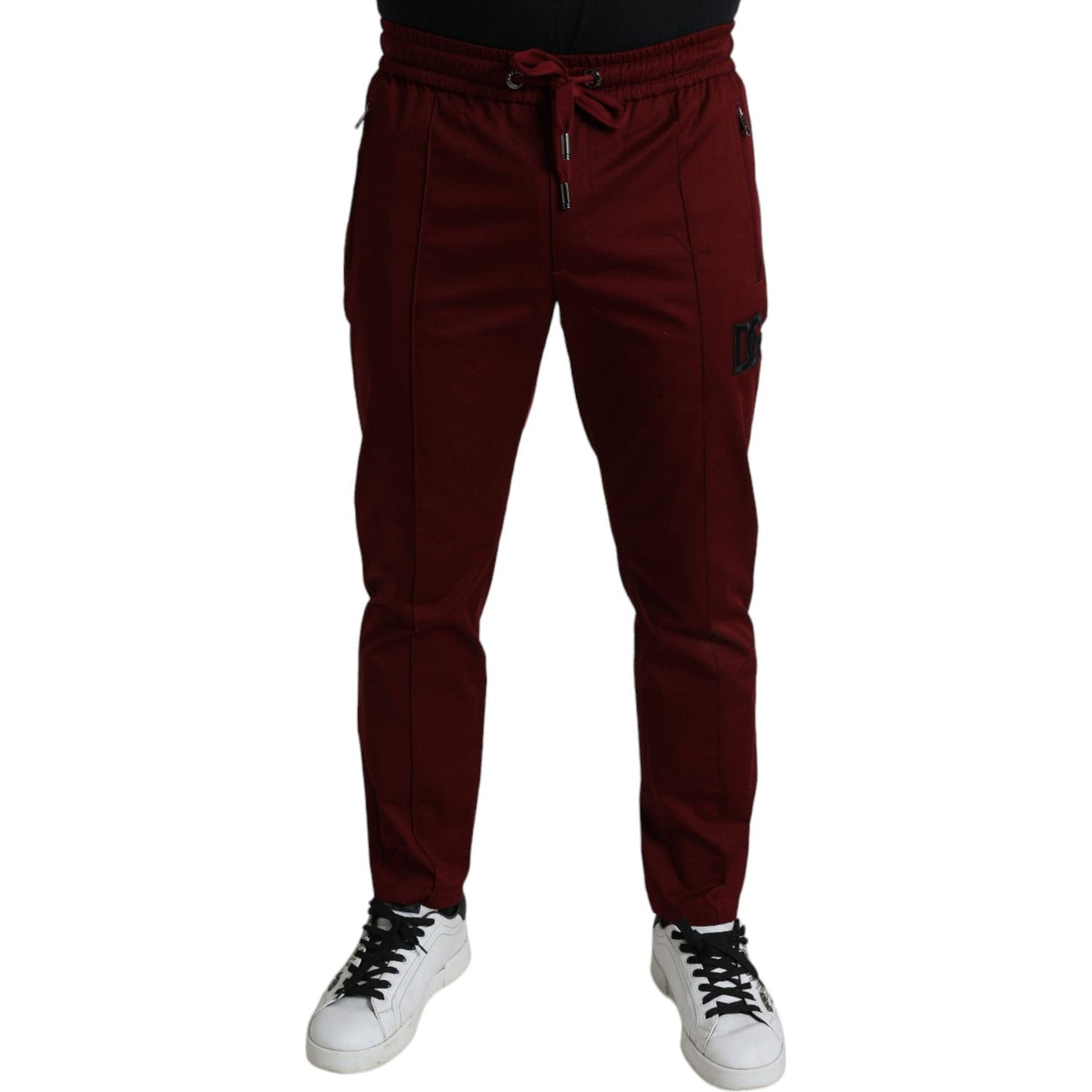 Dolce & Gabbana Maroon Cotton Stretch Jogger Pants Dolce & Gabbana