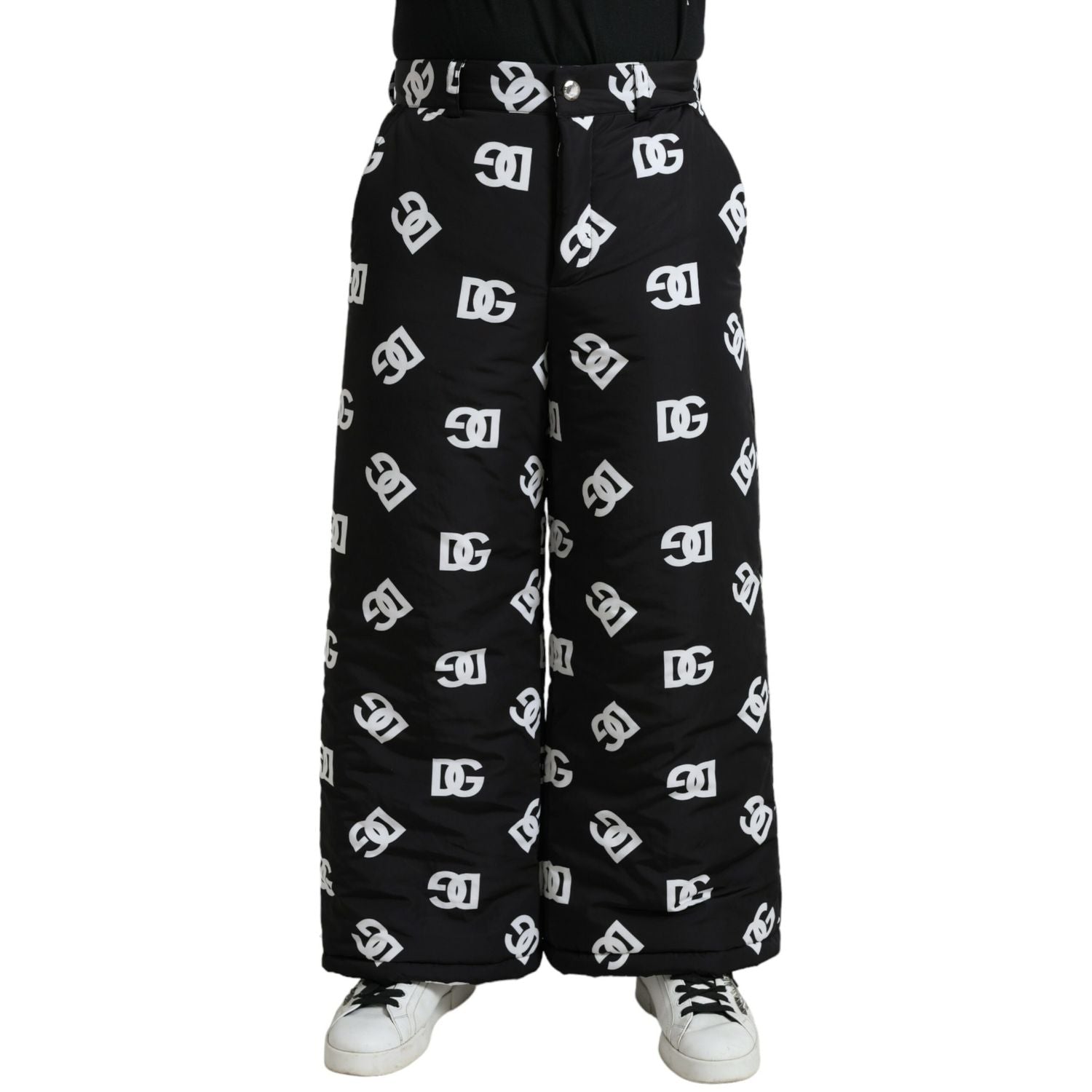 Dolce & Gabbana Black Logo DG Print Wide Leg Pants