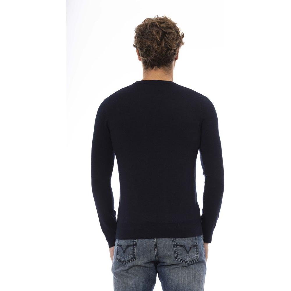 Baldinini Trend Blue Wool Men Sweater Baldinini Trend