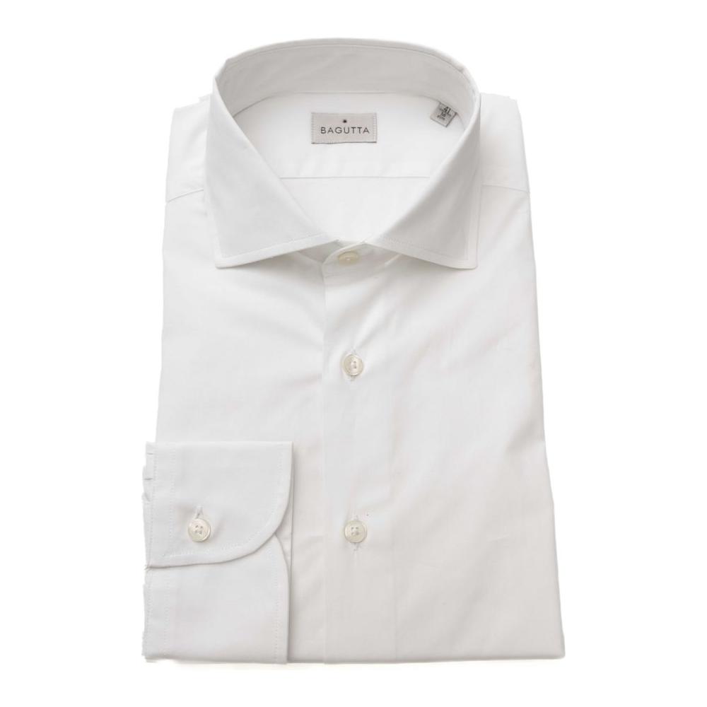 Bagutta White Cotton Men's Slim Shirt Bagutta