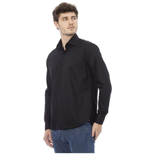 Baldinini Trend Black Cotton Men Shirt Baldinini Trend