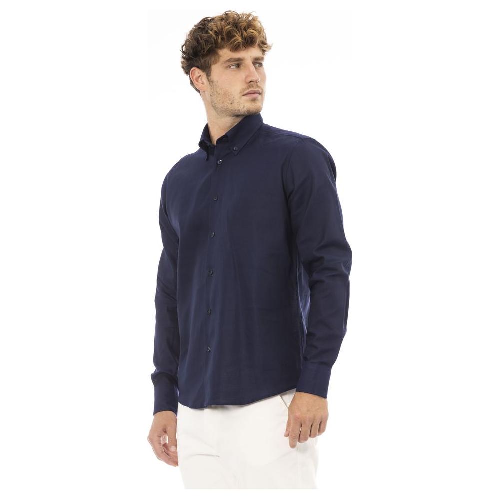 Baldinini Trend Blue Cotton Men Shirt Baldinini Trend