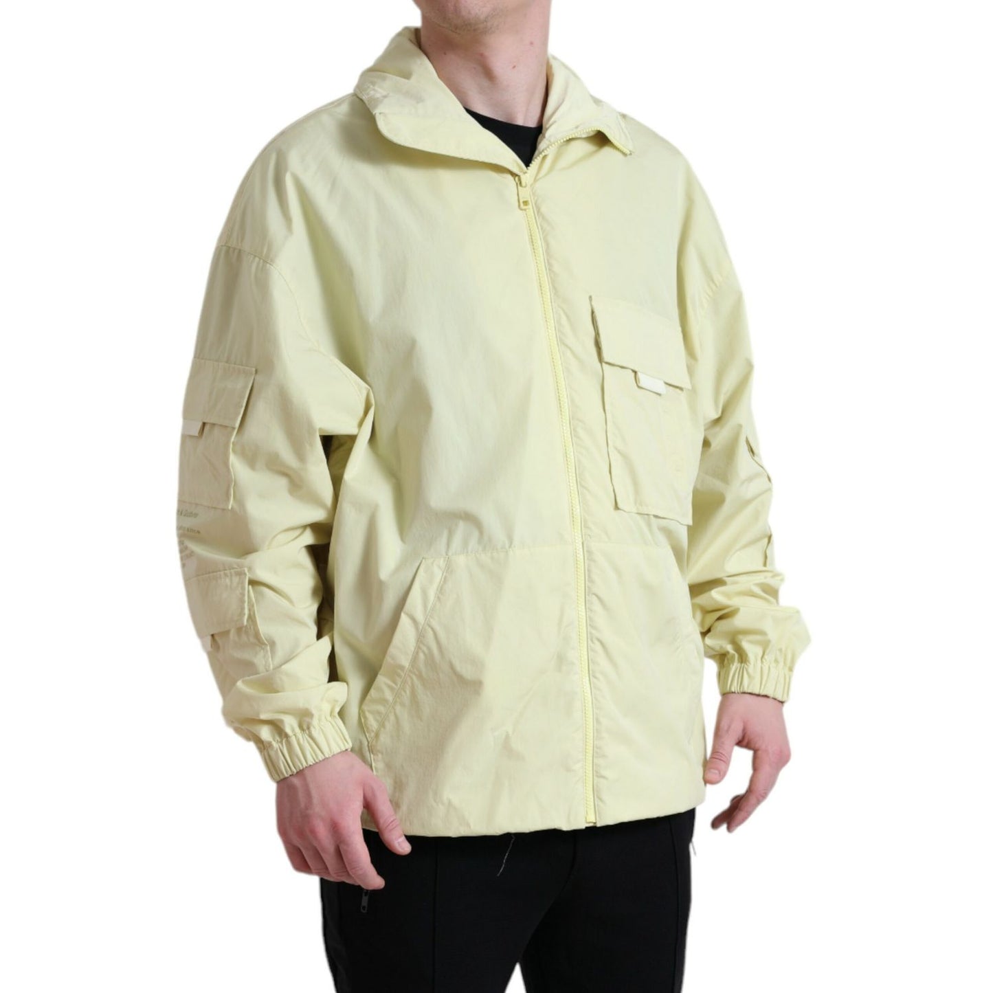 Dolce & Gabbana Yellow Nylon Collared Full Zip Parka Jacket