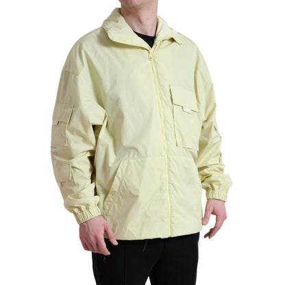 Dolce & Gabbana Yellow Nylon Collared Full Zip Parka Jacket