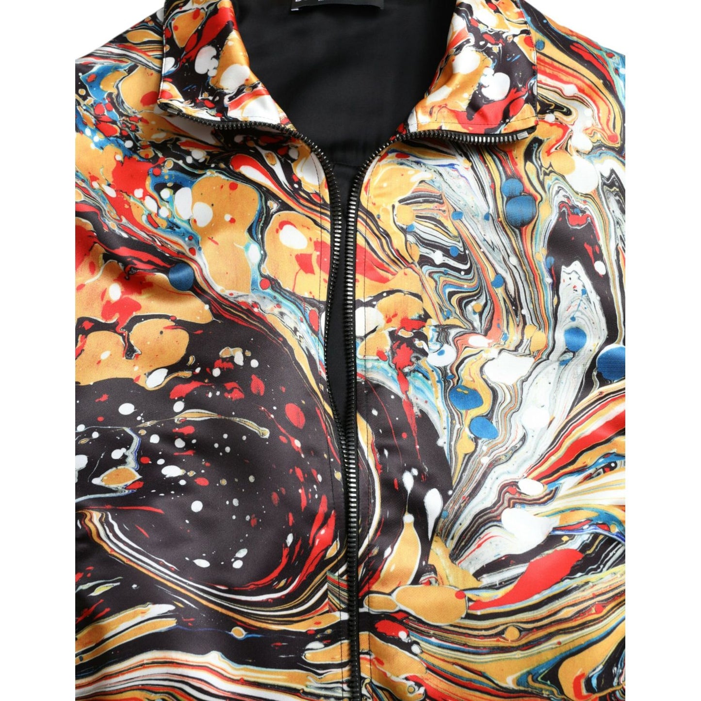 Dolce & Gabbana Multicolor Abstract Polyester Bomber Jacket 1728,67345645728,Bombers - Jackets & Coats - Clothing,Clothing,Dolce & Gabbana,IT50 | L,Jackets & Coats - Clothing,Jackets - Men - Clothing,Material: 100% Polyester,Men,Men - Clothing,Multicolor,