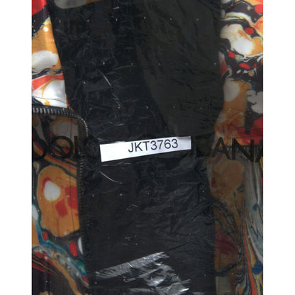 Dolce & Gabbana Multicolor Abstract Polyester Bomber Jacket 1728,67345645728,Bombers - Jackets & Coats - Clothing,Clothing,Dolce & Gabbana,IT50 | L,Jackets & Coats - Clothing,Jackets - Men - Clothing,Material: 100% Polyester,Men,Men - Clothing,Multicolor,
