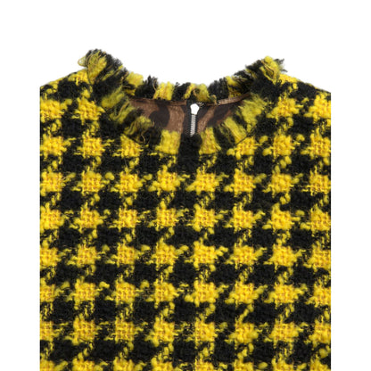 Dolce & Gabbana Yellow Houndstooth Sleeveless Aline Mini Dress