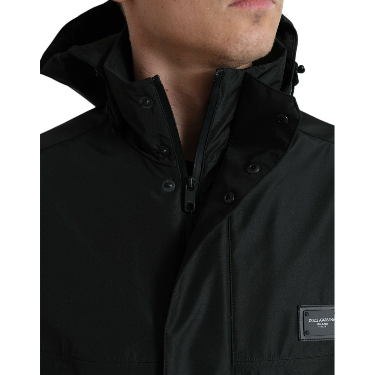 Dolce & Gabbana Sleek Black Windbreaker Jacket Dolce & Gabbana