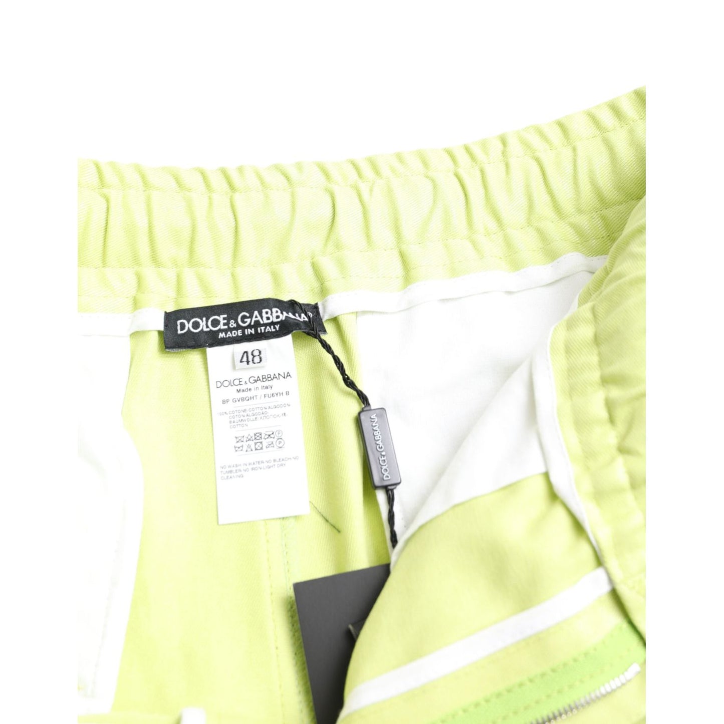 Dolce & Gabbana Light Green Cotton Men Cargo Bermuda Shorts