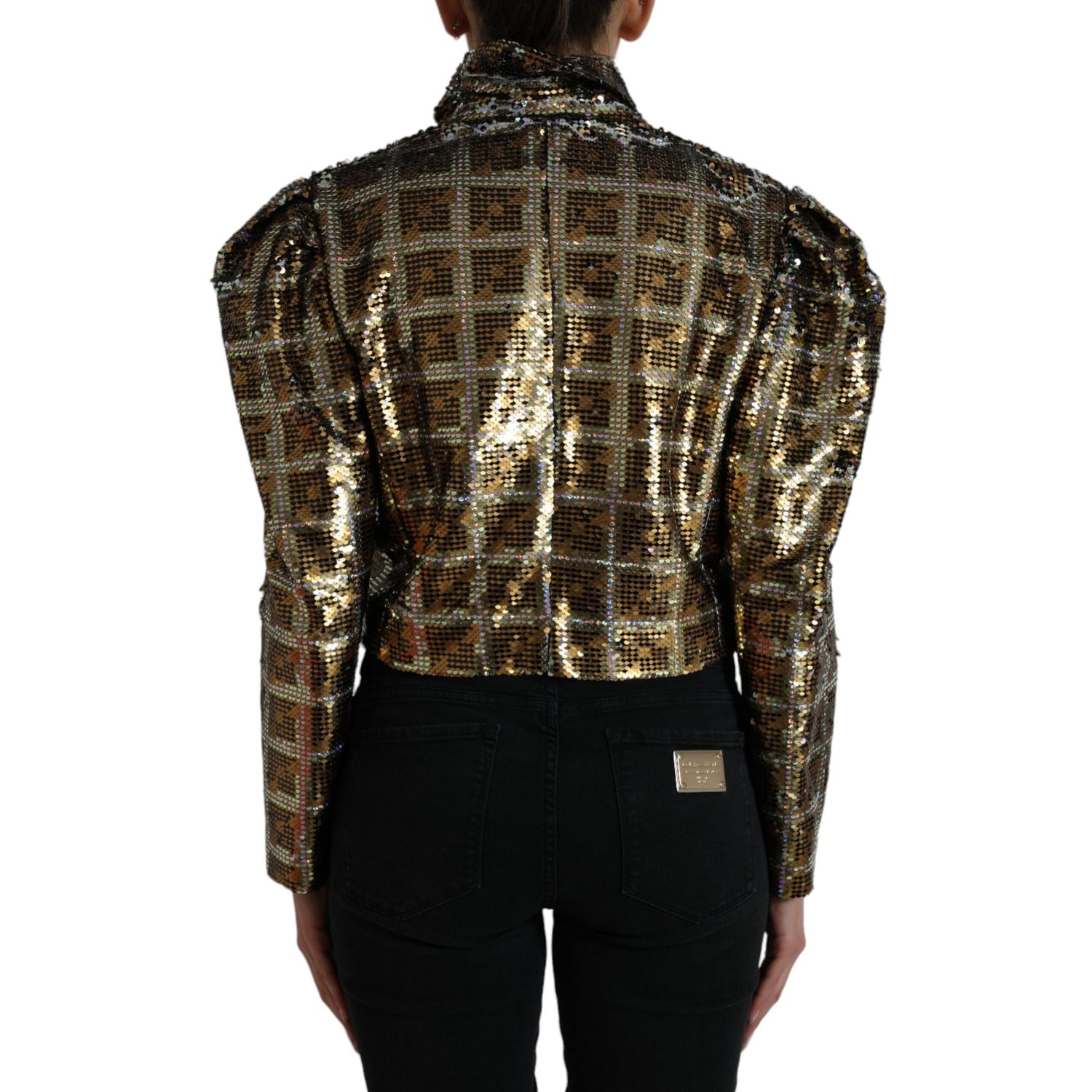 Dolce & Gabbana Multicolor Polyester Sequined Cropped Jacket