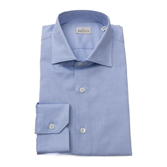 Bagutta Light Blue Cotton Men Shirt Bagutta