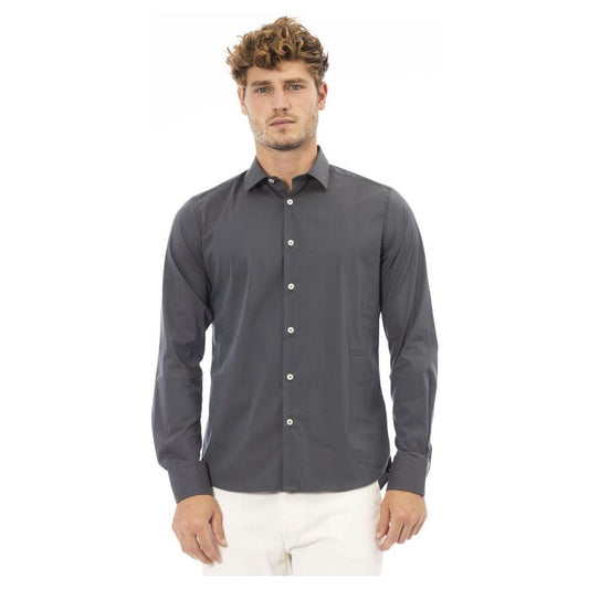 Baldinini Trend Gray Cotton Men Shirt Baldinini Trend