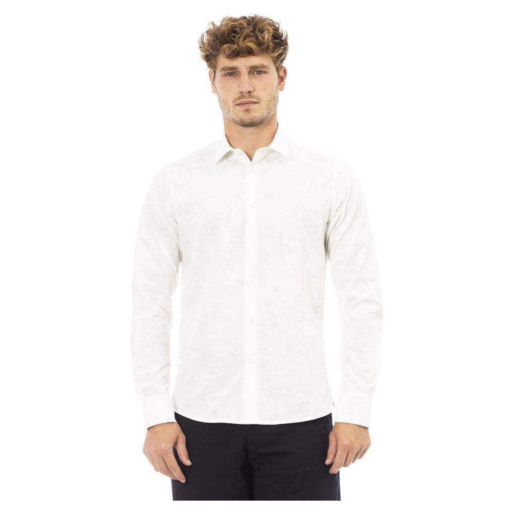 Baldinini Trend White Cotton Men Shirt Baldinini Trend