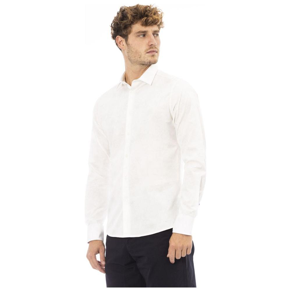 Baldinini Trend White Cotton Men Shirt Baldinini Trend