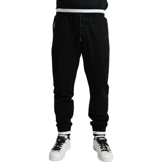 Dolce & Gabbana Elegant Black and White Cotton Joggers Dolce & Gabbana