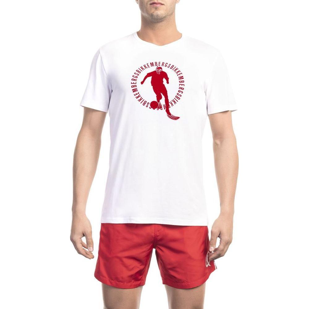 Bikkembergs White Cotton Men T-Shirt