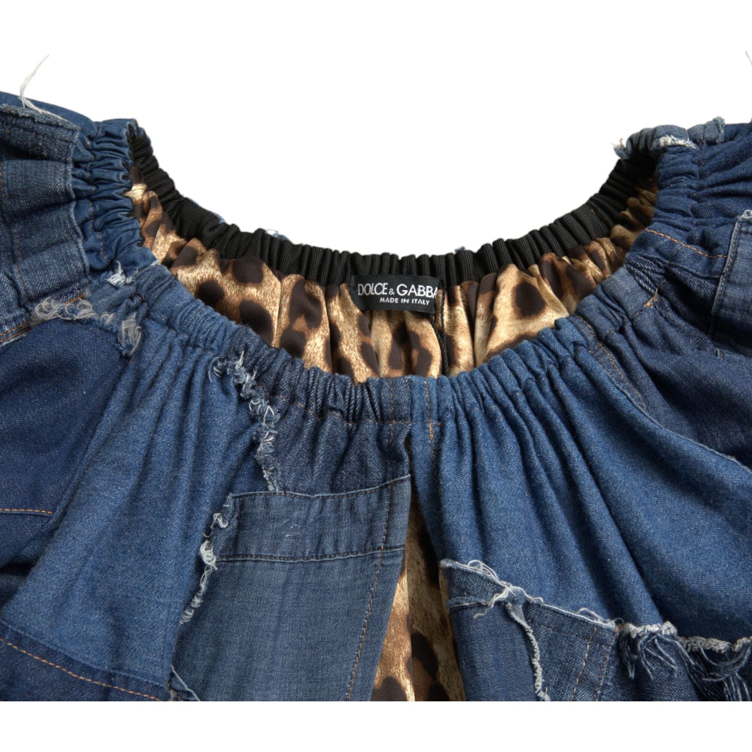 Dolce & Gabbana Blue Patchwork Short Sleeves Denim Blouse Top